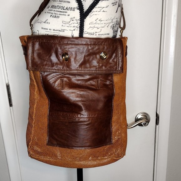 B.Pozzitive Leather Shoulder Hangbag, Purse, Recycled, Handmade, Upcycled, Snap - Picture 1 of 5